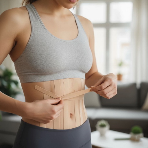 Человек аккуратно и медленно снимает тейп с кожи.