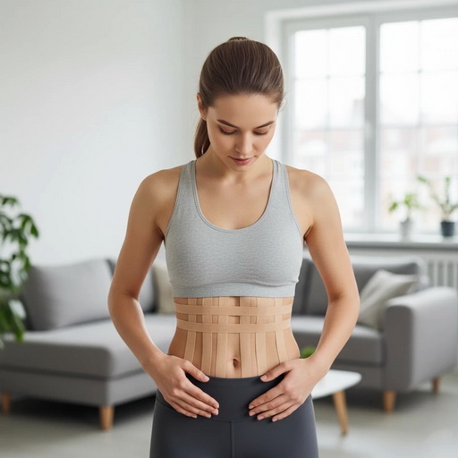 Схема аппликации для поддержки мышц и при диастазе.